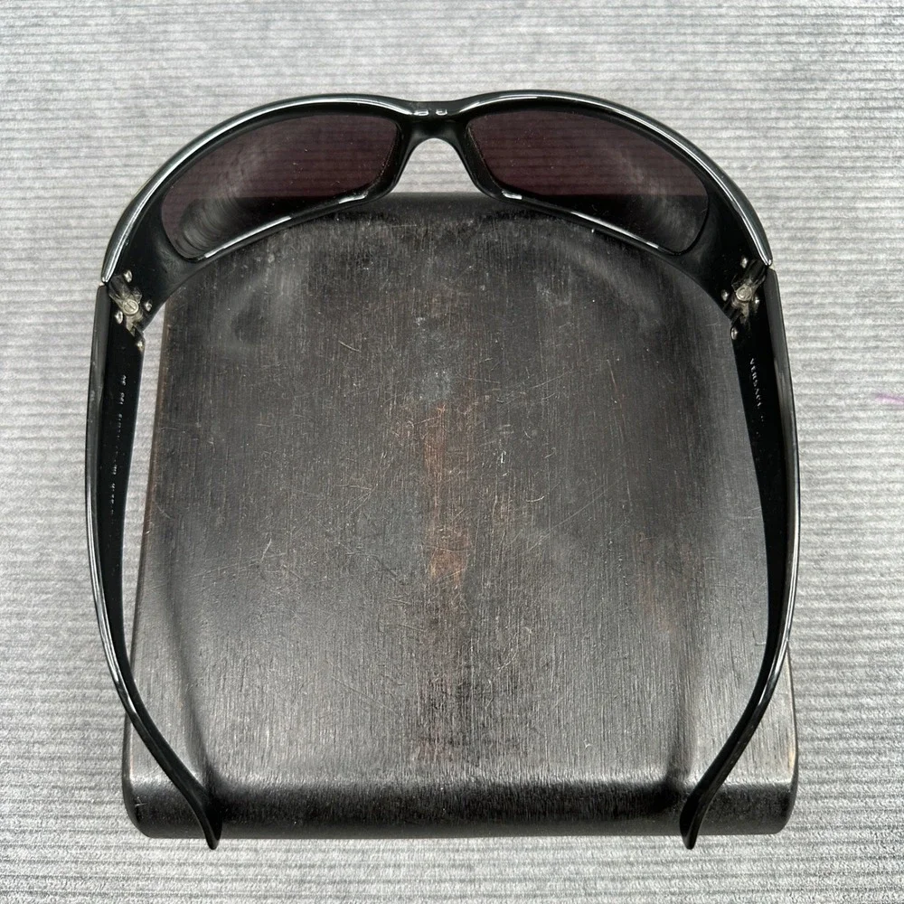 Versace 4044-B Y2K Sunglasses Black Wrap Silver Medusa Rhinestone 66-15-120